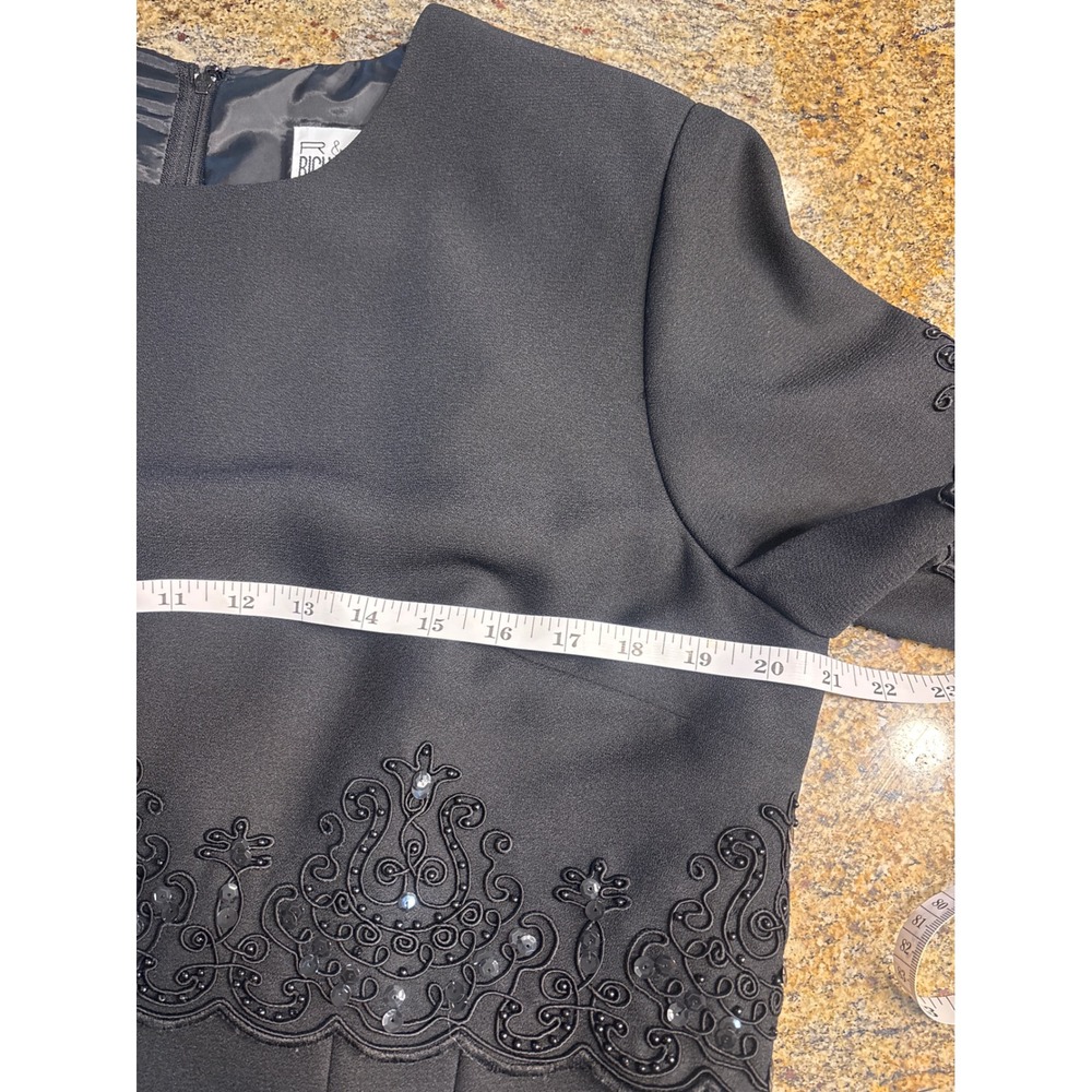 R&M Richards Karen Kwong Black Soutache Sequin Maxi Dress 14 Mother of the Bride - Picture 3 of 7